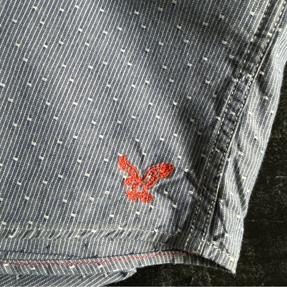 AMERICAN EAGLE Men’s Slim Fit S/S Blue Button Up Shirt Size XXL - Picture 7 of 9